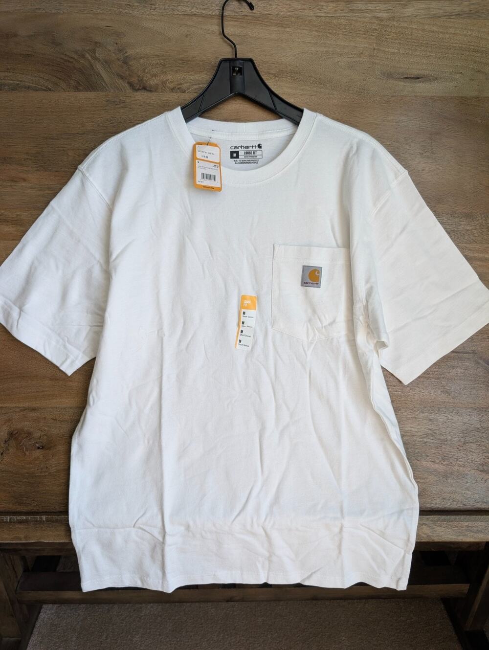NWT Carhartt Pocket T-Shirt Mens Medium White Loose Fit Heavyweight Tee K87-M